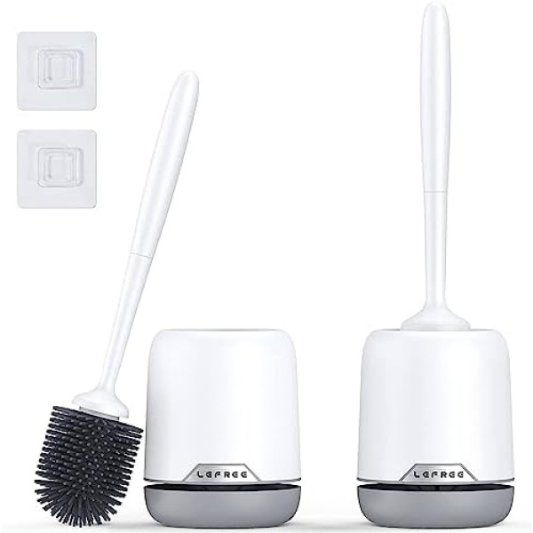 New Lefree Silicone Toilet Brush and Holder, Toilet Cleaner Brush Set, Non-Slip