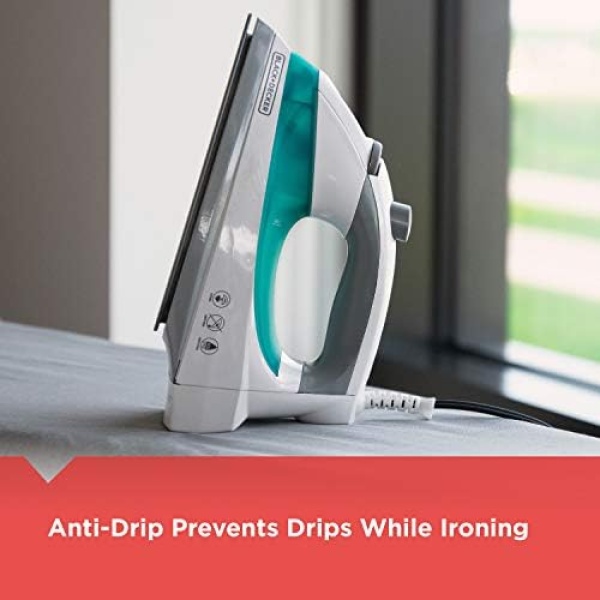 Black+Decker Lightweight Steam Iron, 1200 Watt Clothing Iron, Teal - Image 5