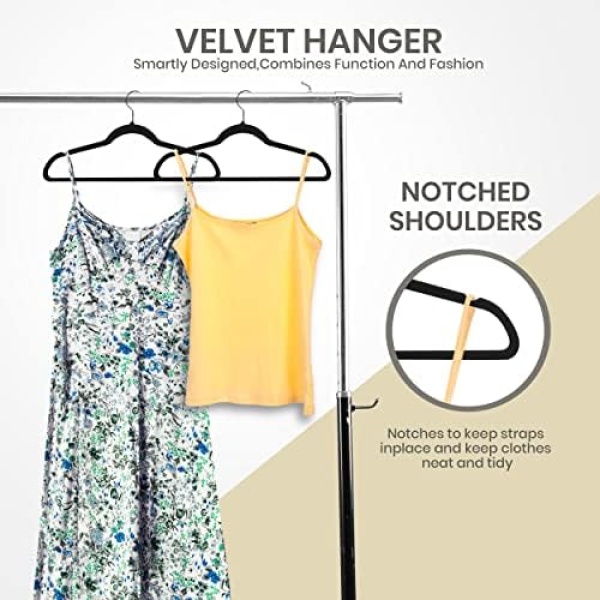 Utopia Home Pack of 50 Premium Non Slip Velvet Hangers 360 Degree rotatable Hook - Image 4